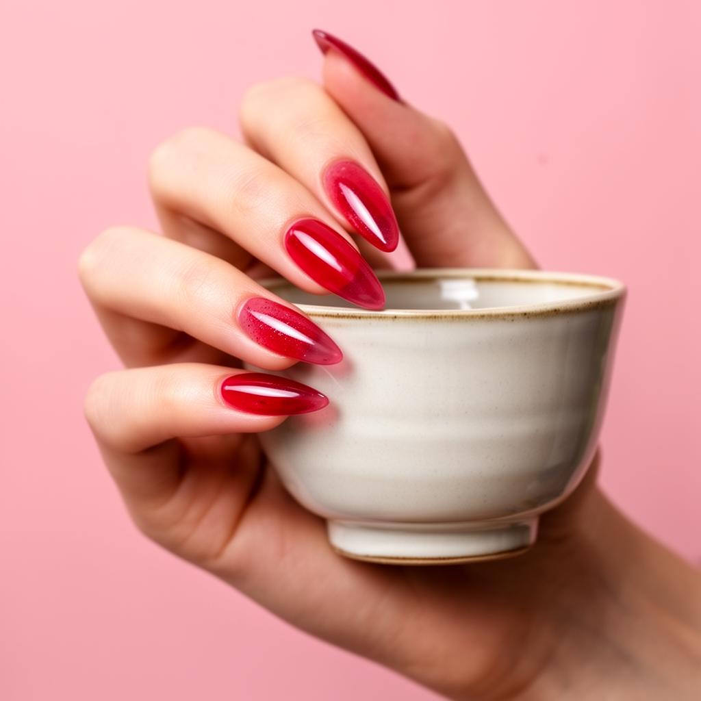 Berry Sorbet red jelly press-on nails